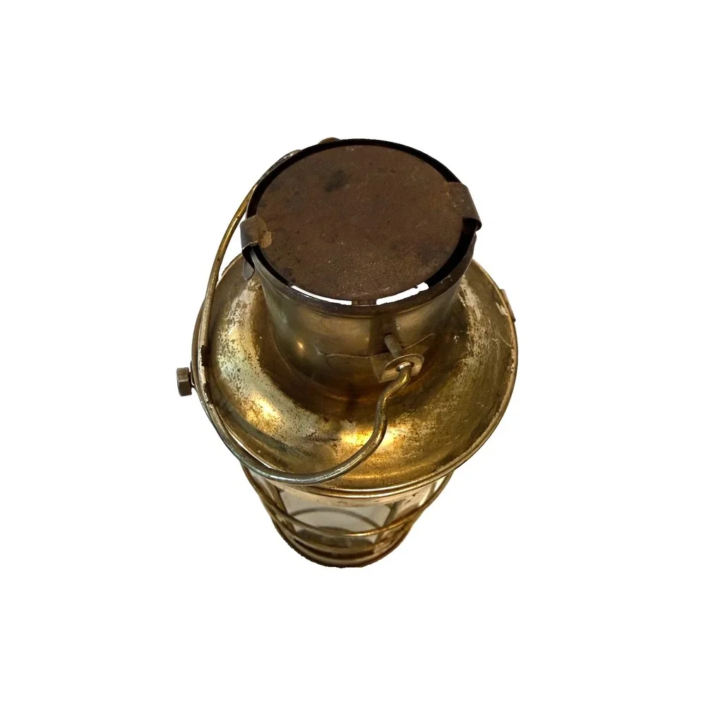 VTG Brass Marine Cargo Lantern Cylinder Glass Coastal Accent Decor Rustic Farm